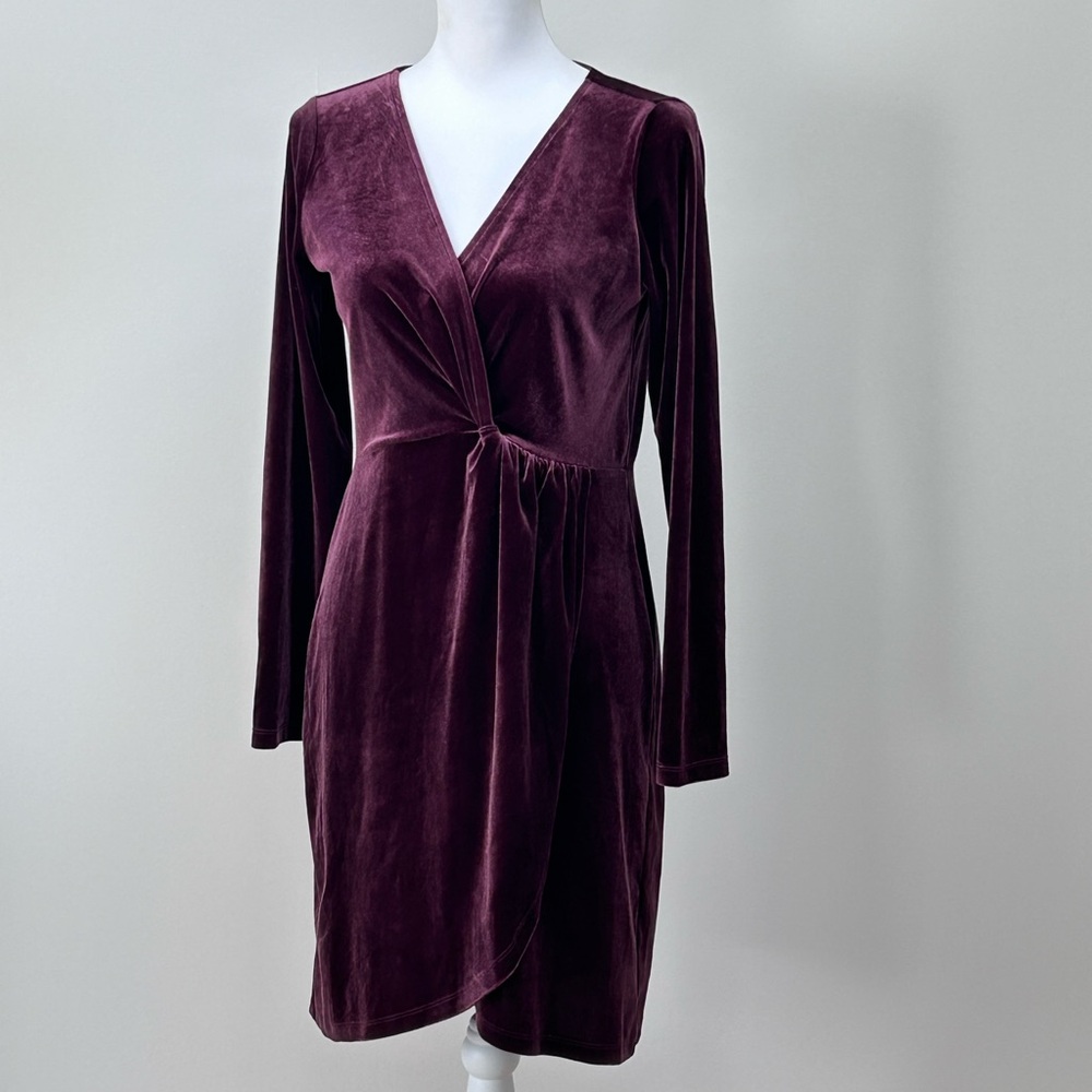 LOFT Beautiful Burgundy Velvet Wrap Dress